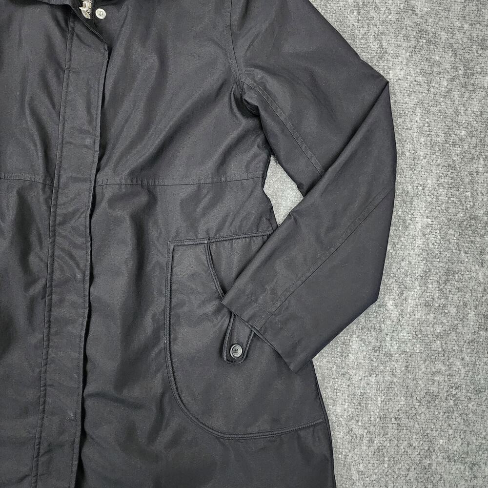 Lands End Jacket Womens Medium Black Full Zip Snap Front Plaid Lined Pocket Coat - Picture 13 of 16